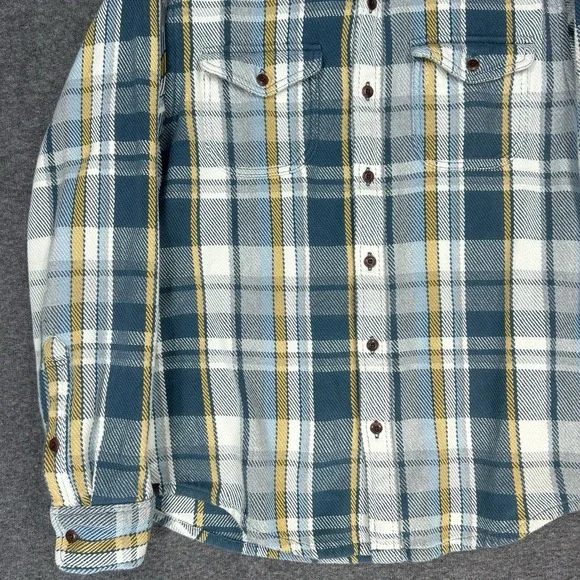 Outerknown Blanket Shirt Mens M Green Plaid Thick Knit Flannel Long Sleeve - Picture 4 of 11